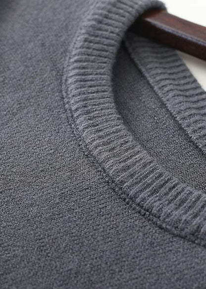 Pullover gray Sweater o neck wild Art spring knit dress - SooLinen