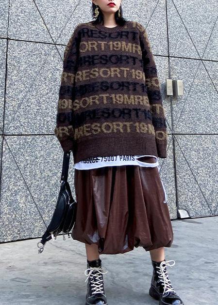 Pullover winter chocolate sweaters plus size alphabet knit blouse - SooLinen