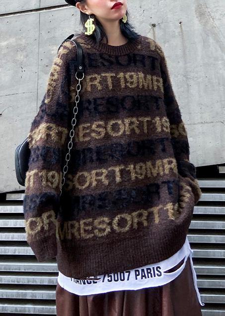 Pullover winter chocolate sweaters plus size alphabet knit blouse - SooLinen