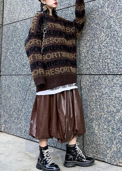 Pullover winter chocolate sweaters plus size alphabet knit blouse - SooLinen