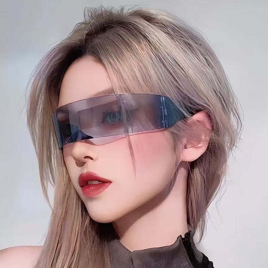 Punk Laser Trampoline Silver Technology Blue Sunglasses