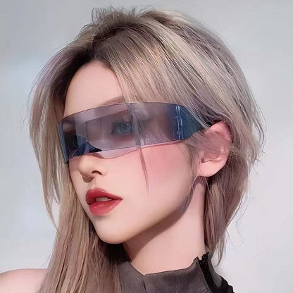 Punk Laser Trampoline Silver Technology Blue Sunglasses