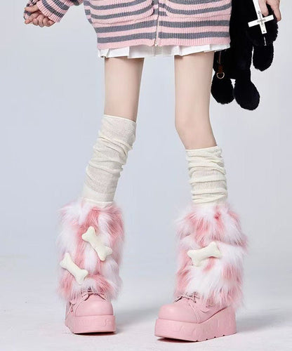 Punk Style Black Fuzzy Fur Fluffy Socks Cover