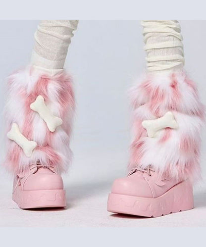 Punk Style Black Fuzzy Fur Fluffy Socks Cover