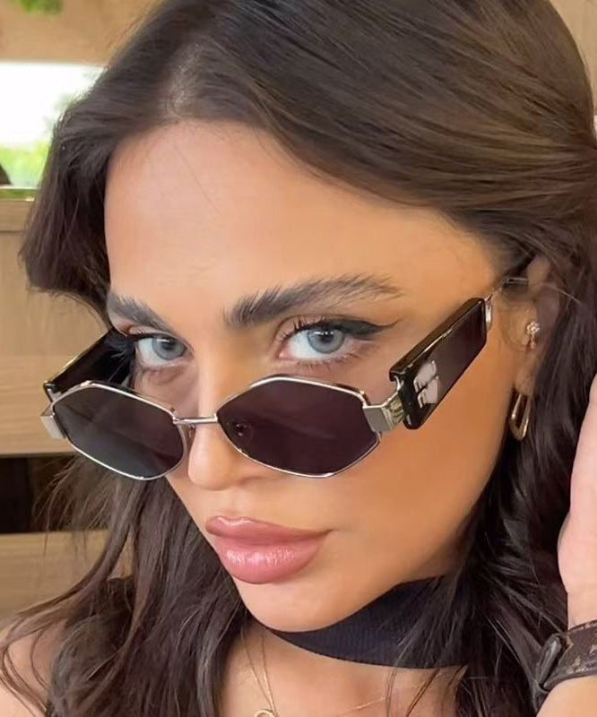 Punk Style White Geometric Metal Sunglasses