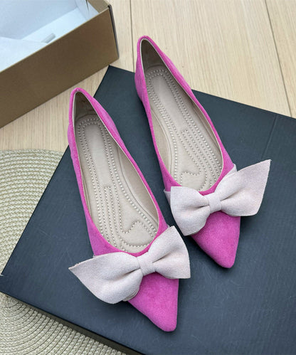 Purple Bow Women Splicing Flat Shoes Pointed Toe