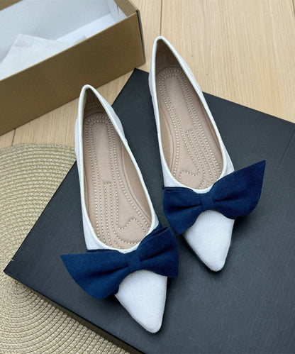 Purple Bow Women Splicing Flat Shoes Pointed Toe