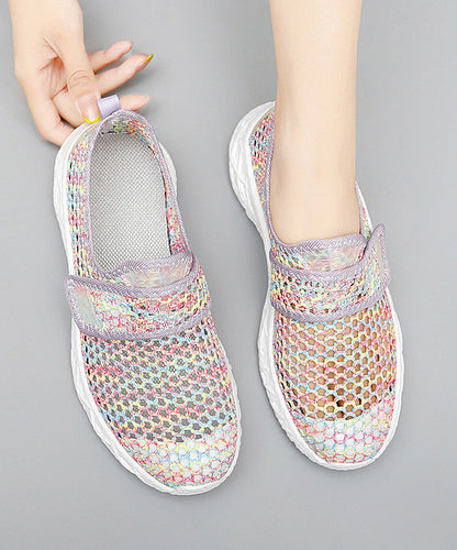 Purple Breathable Mesh Comfy Hollow Out Walking Sandals