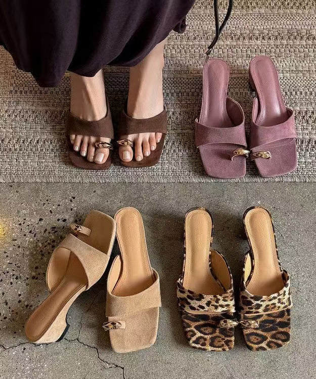 Purple Chunky Sheepskin Fitted Thong Sandals