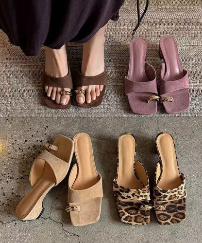 Purple Chunky Sheepskin Fitted Thong Sandals