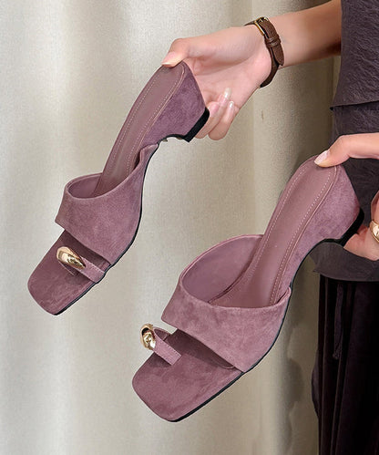 Purple Chunky Sheepskin Fitted Thong Sandals