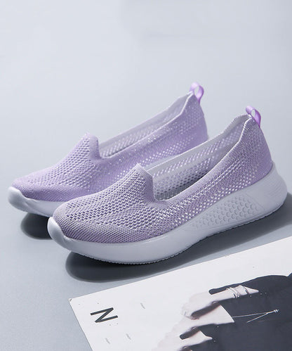 Purple Comfy Breathable Mesh Splicing Flat Shoes For Women