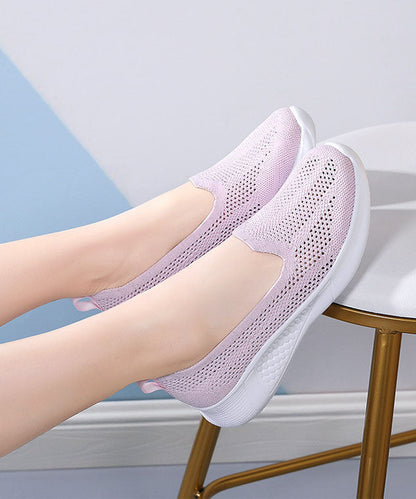 Purple Comfy Breathable Mesh Splicing Flat Shoes For Women