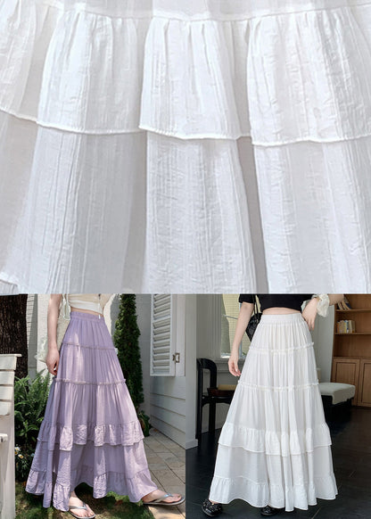Purple Elastic Waist Draping Solid A Line Skirts