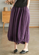 Load image into Gallery viewer, Purple Elastic Waist Linen Wide Leg Pants