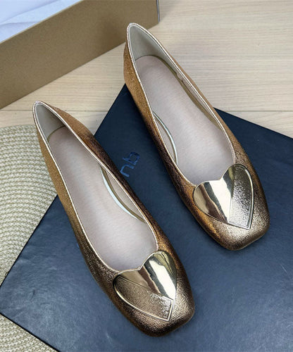 Purple Faux Leather Splicing Heart Sequined Flat Shoes