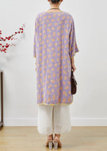 Load image into Gallery viewer, Purple Print Cotton Oriental Dresses Tasseled Spring