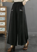 Purple Side Open Patchwork Cotton Pants Embroidered Summer