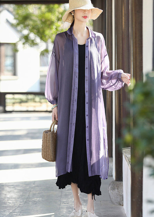 Purple 2025 UPF 50+ Tulle Long Cardigans Long Sleeve