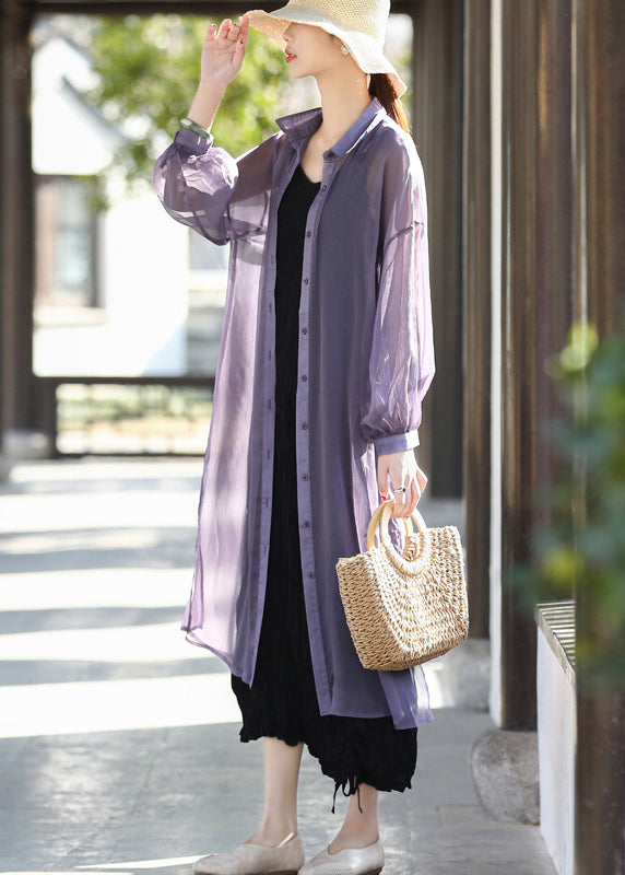 Purple 2025 UPF 50+ Tulle Long Cardigans Long Sleeve