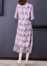 Load image into Gallery viewer, Purple Turtleneck Patchwork Tulle Maxi Dresses Spring