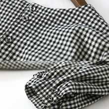 Load image into Gallery viewer, French Plaid Cotton Women Fine Sewing Asymmetric Plus Size Clothing Blouse