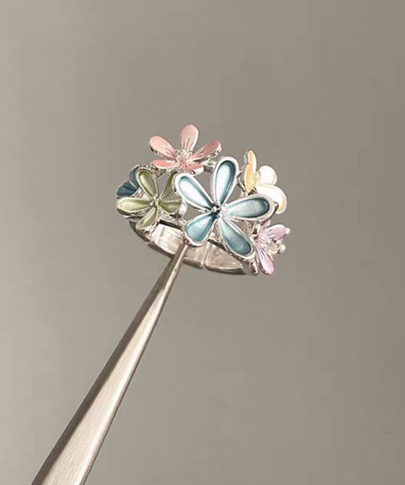Rainbow Floral Original Design Alloy Rings