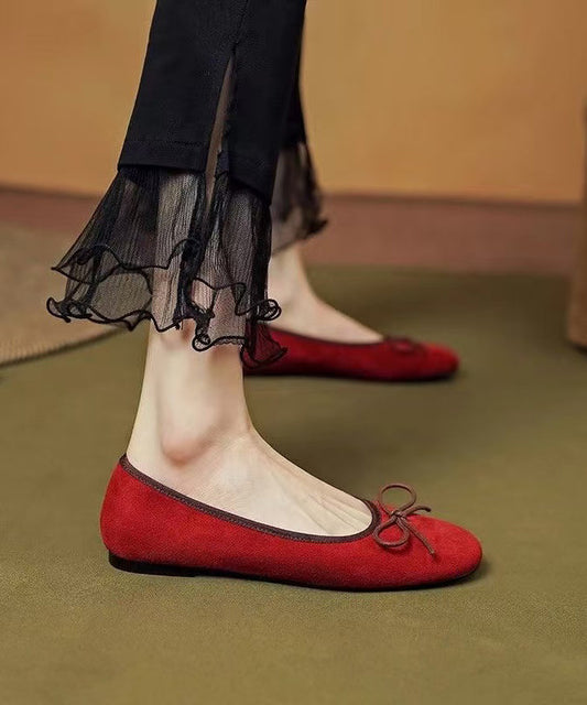 Red Bow Sheepskin Comfy Penny Loafers