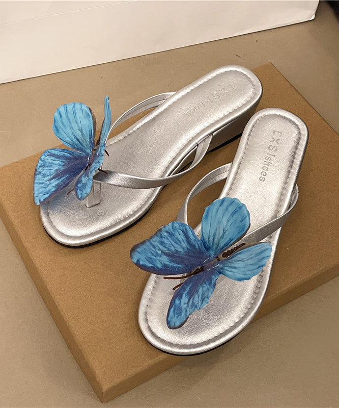 Red Butterfly Faux Leather Handmade Flip Flops