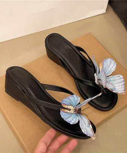 Red Butterfly Faux Leather Handmade Flip Flops