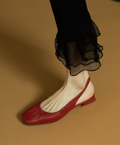 Red Cowhide Leather Stylish Versatile Splicing Sandals