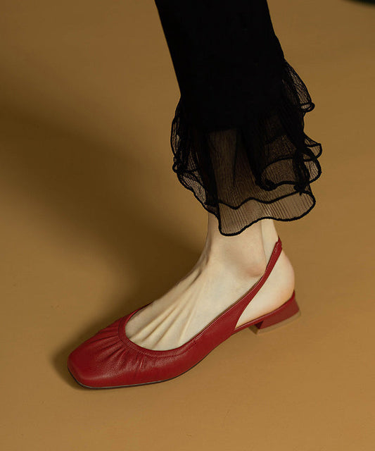 Red Cowhide Leather Stylish Versatile Splicing Sandals