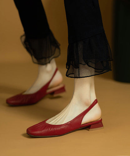 Red Cowhide Leather Stylish Versatile Splicing Sandals
