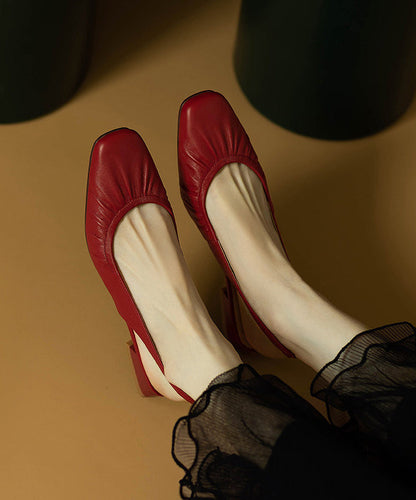 Red Cowhide Leather Stylish Versatile Splicing Sandals
