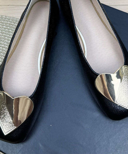 Red Faux Leather Splicing Heart Sequined Flat Shoes