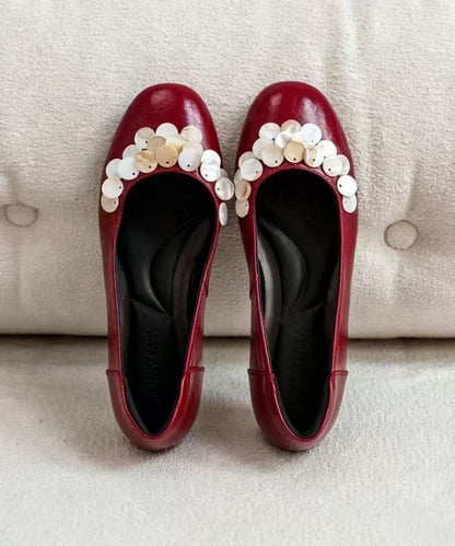 Red Flat Shoes Comfortable Women Flat Feet Shoes
