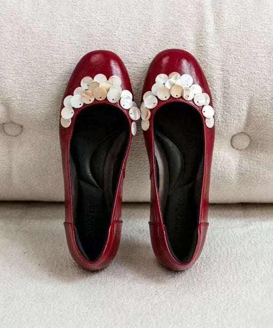Red Flat Shoes Comfortable Women Flat Feet Shoes