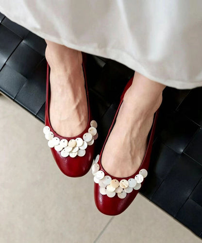 Red Flat Shoes Comfortable Women Flat Feet Shoes