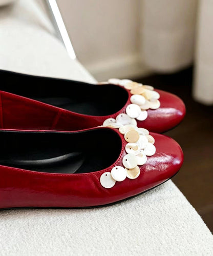 Red Flat Shoes Comfortable Women Flat Feet Shoes