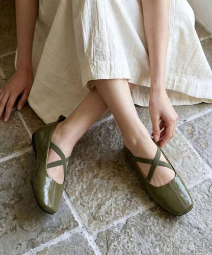 Red Flat Shoes For Women Faux Leather Boutique Cross Strap Flats