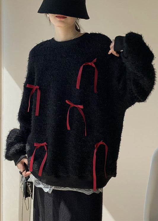 Red Fluffy Cozy Knit Sweaters O Neck Spring