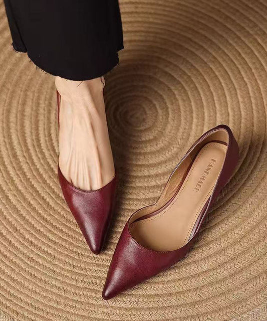 Red High Heels Pointed Toe Kitten High Heels