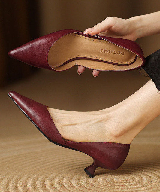 Red High Heels Pointed Toe Kitten High Heels
