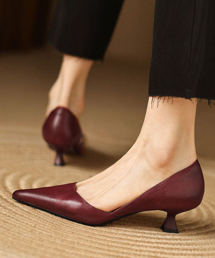 Red High Heels Pointed Toe Kitten High Heels