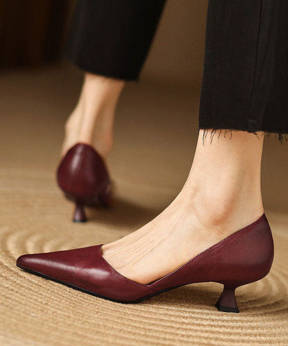 Red High Heels Pointed Toe Kitten High Heels