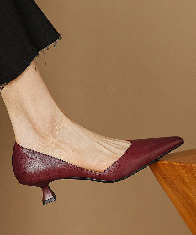 Red High Heels Pointed Toe Kitten High Heels