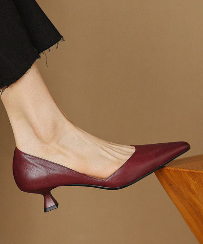 Red High Heels Pointed Toe Kitten High Heels