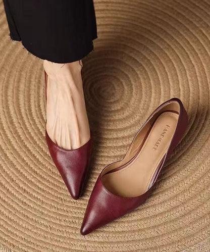 Red High Heels Pointed Toe Kitten High Heels