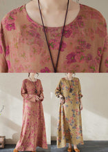 Load image into Gallery viewer, Red O-Neck Maxi Holiday Dresses Long Sleeve