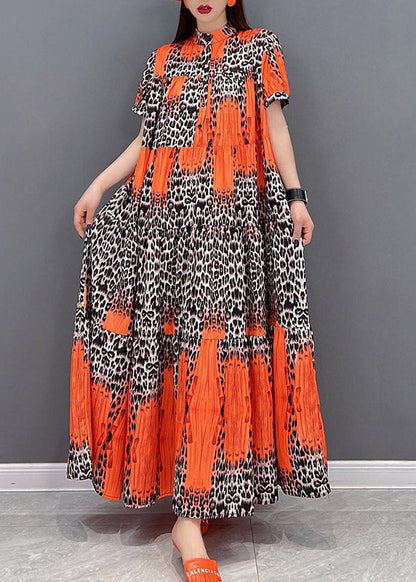 Red O-Neck Wrinkled Vacation Dresses Short Sleeve